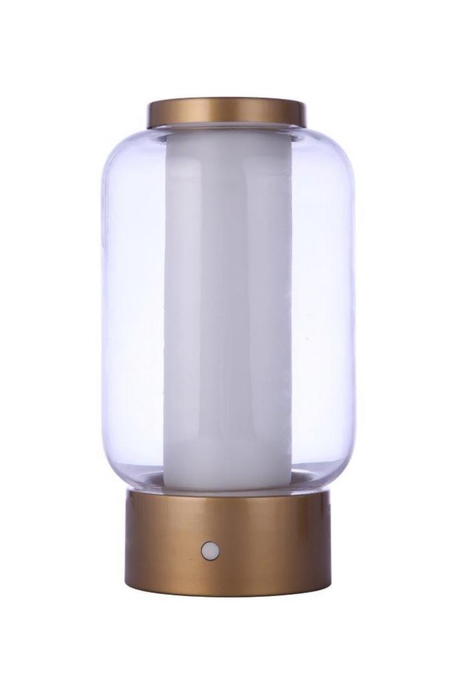 Outdoor Rechargeable Dimmable LED Portable Lamp w/ USB port in Satin Brass