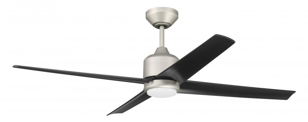 52&#34; Quell Fan, Painted Nickel Finish, Flat Black Blades. LED Light, WIFI and Control Included