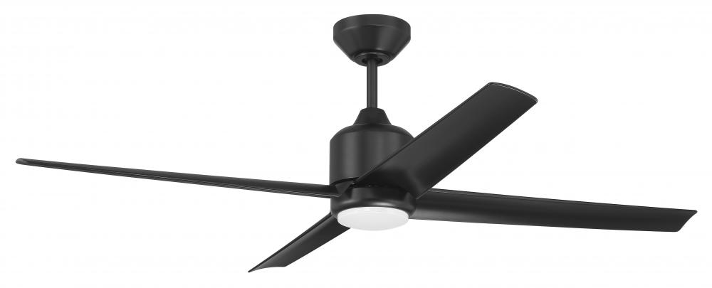 52&#34; Quell Fan, Flat Black Finish, Flat Black Blades. LED Light, WIFI and Control Included