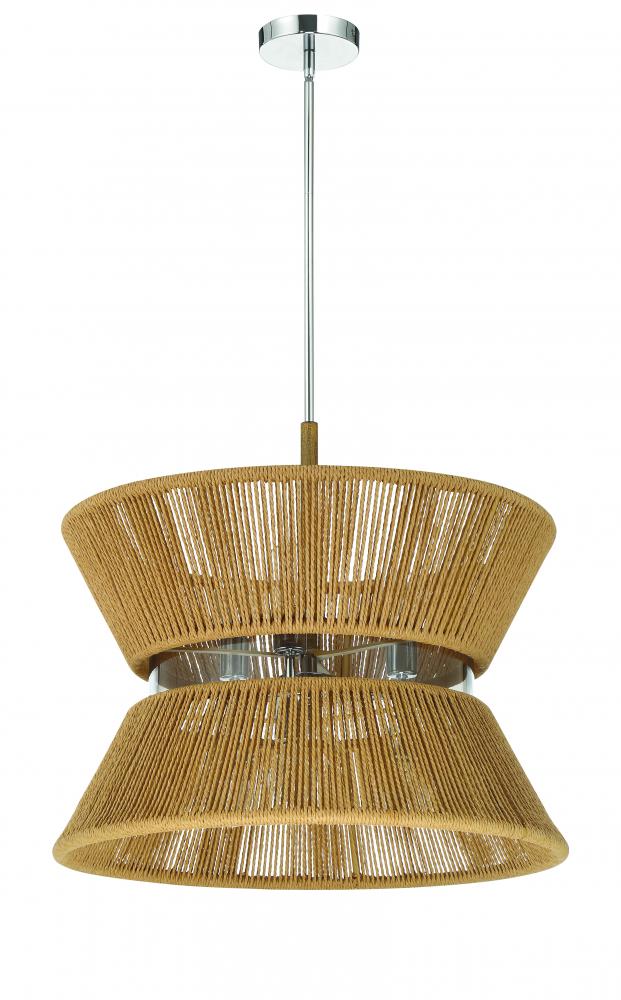 Serena 6 Light Pendant in Chrome/Walnut