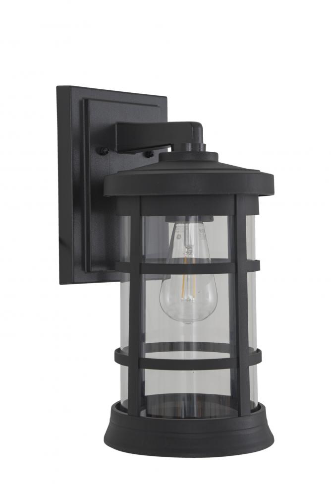 Resilience Large Outdoor Lantern in Textured Black, Clear Lens