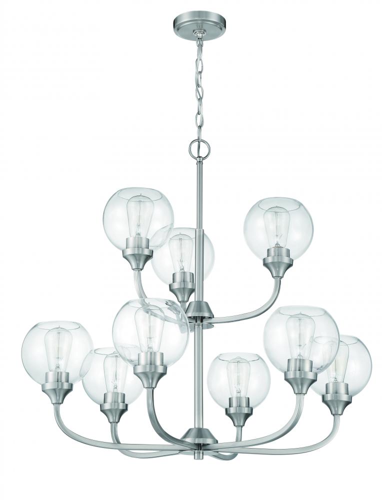 Glenda 9 Light Chandelier in Brushed Polished Nickel