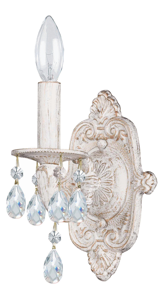 Paris Market 1 Light Swarovski Strass Crystal Antique White Sconce