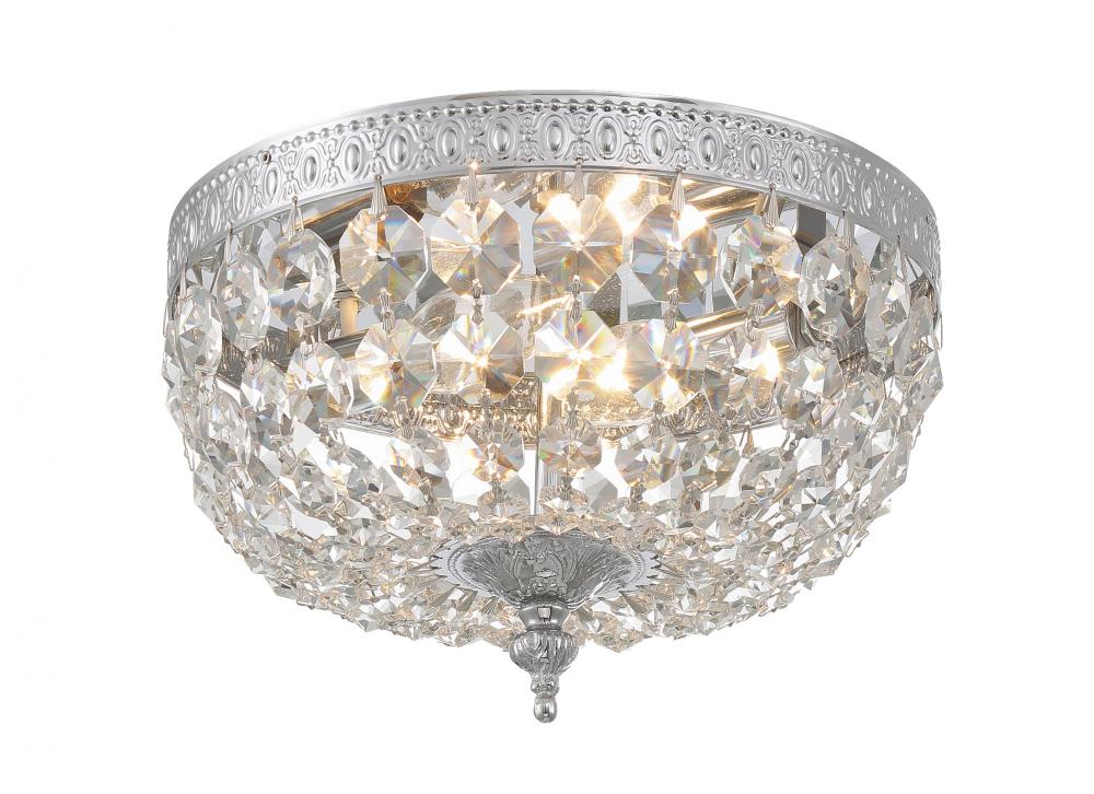 Crystorama 2 Light Clear Italian Crystal Polished Chrome Flush Mount