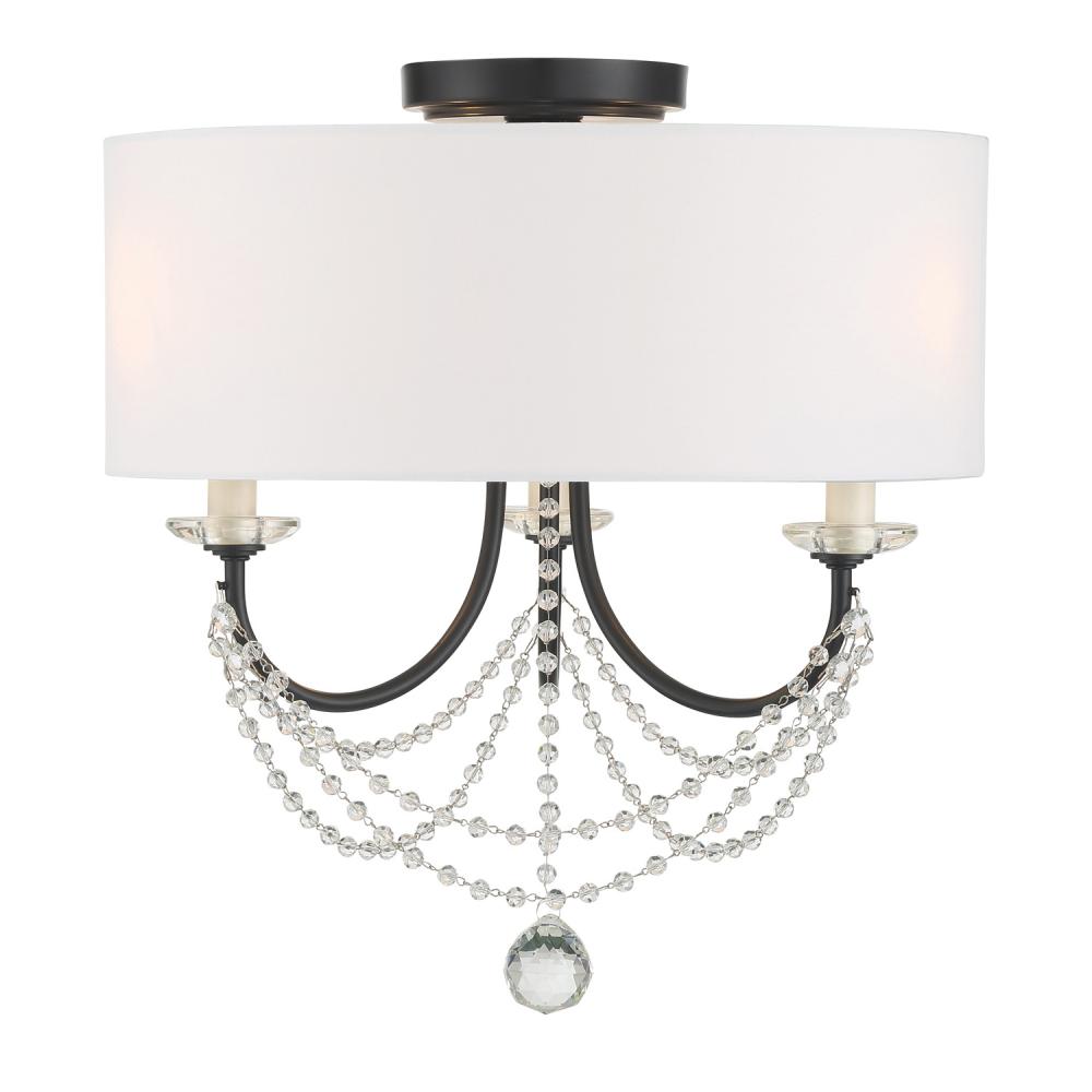 Delilah 3 Light Matte Black Semi Flush Mount