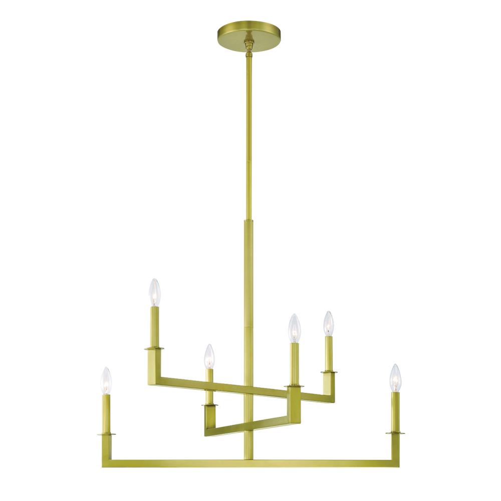 Dante 6 Light Aged Brass Chandelier