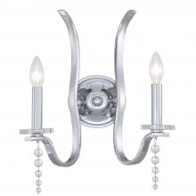 Crystorama 1582-CH - Flow 2 Light Crystal Polished Chrome Sconce