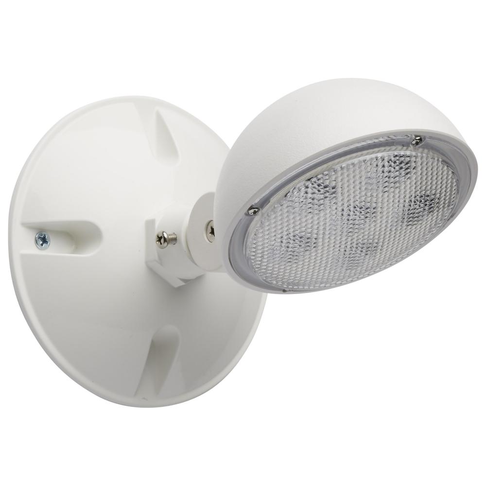 Remote Emergency Light, Low-Voltage Backup, Single Head, White Finish, Wet Location Rated