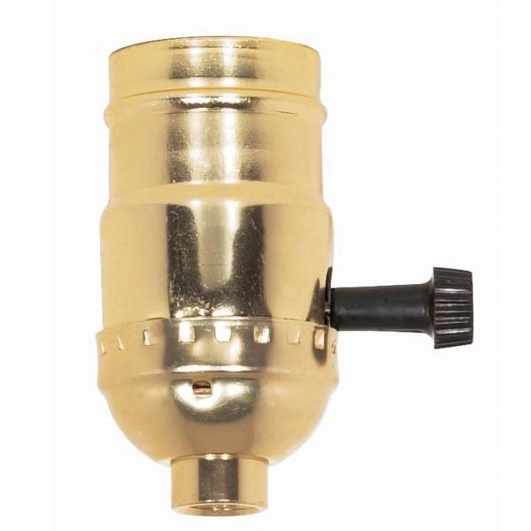 On-Off Turn Knob Socket With Removable Knob; 1/8 IPS; Aluminum; Brite Gilt Finish; 250W; 250V; 500