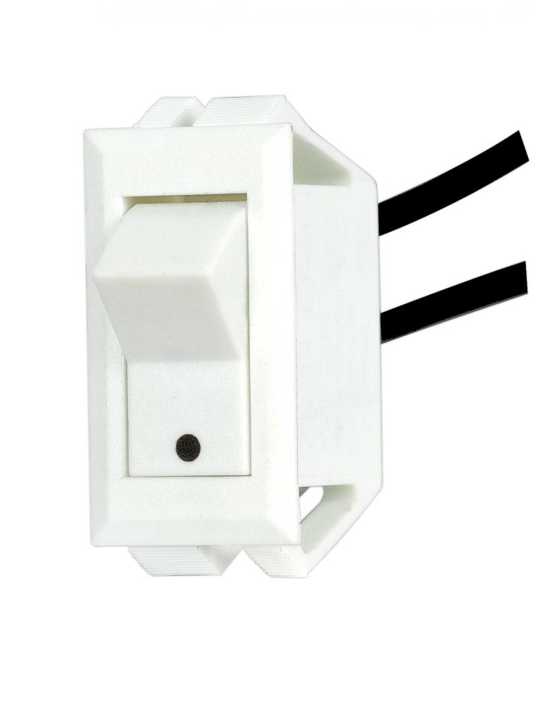 On-Off Phenolic Rocker Switch With White Dot; On-Off Function; White Finish; Snap Bushing; 6&#34;