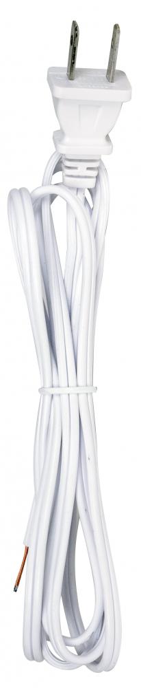 6 Foot 18/2 SPT-1 105C Cord Set; White Finish; 24&#34; Hank; 200 Carton; Molded Polarized Plug;