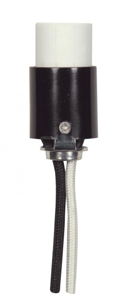 Candelabra Socket With Leads; 1-7/8&#34; Height; 3/4&#34; Diameter; 24&#34; #18 SF-1 B/W Leads 205C;