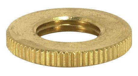 Brass Round Knurled Locknut; 3/4&#34; Diameter; 1/8 IP; 3/32&#34; Thick; Burnished And Lacquered