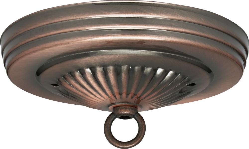 Ribbed Canopy Kit; Antique Copper Finish; 5&#34; Diameter; 7/16&#34; Center Hole; 2-8/32 Bar Holes;