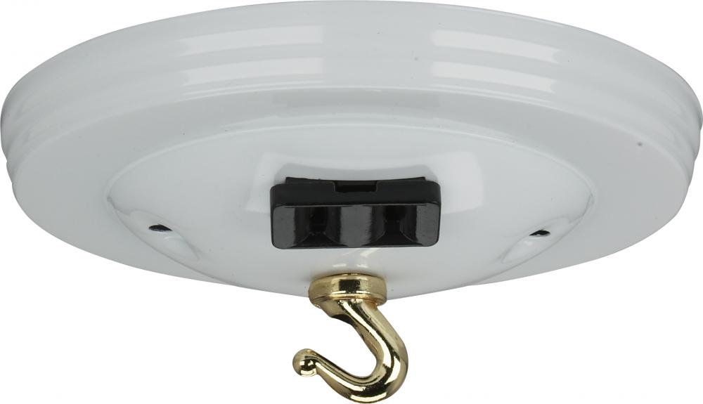 Canopy Kit With Convenience Outlet; White Finish; 5&#34; Diameter; 7/16&#34; Center Hole; 2-8/32 Bar