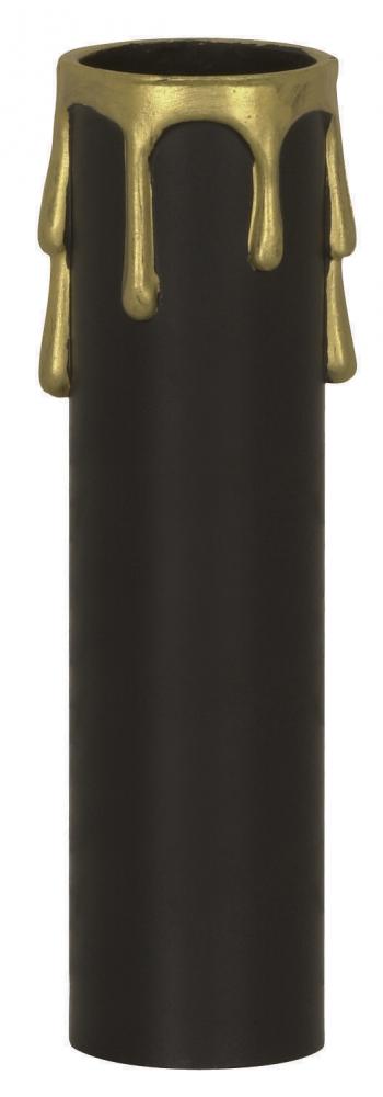 Plastic Drip Candle Cover; Black Plastic With Gold Drip; 1-13/16&#34; Inside Diameter; 1-1/4&#34;