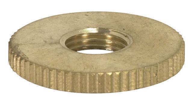 Brass Round Knurled Locknut; 1/8 IP; 1&#34; Diameter; 1/8&#34; Thick; Unfinished