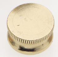 Brass Lock-Up Cap; 1/8 IP; 9/16&#34; Diameter; 1/4&#34; Height; Burnished And Lacquered