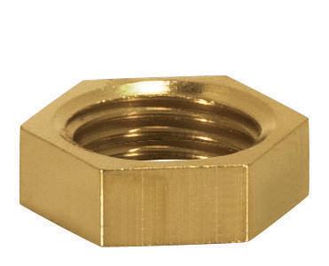 Brass Hexagon Locknut; 1/8 IP; 1/2&#34; Hexagon; 3/16&#34; Thick; Unfinished