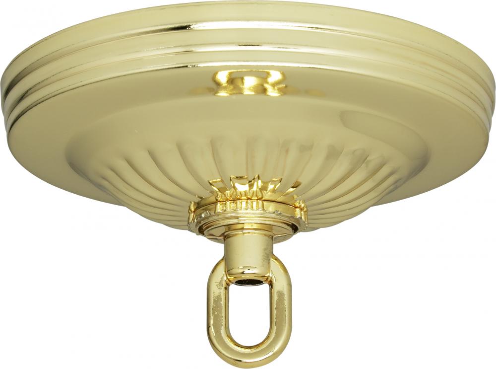 Ribbed Canopy Kit; Brass Finish; 5&#34; Diameter; 1-1/16&#34; Center Hole; Includes Hardware; 25lbs