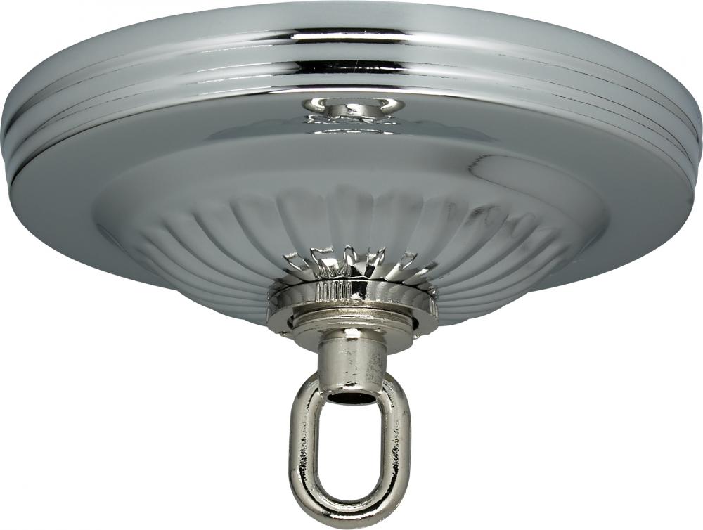 Ribbed Canopy Kit; Chrome Finish; 5&#34; Diameter; 1-1/16&#34; Center Hole; Includes Hardware; 25lbs