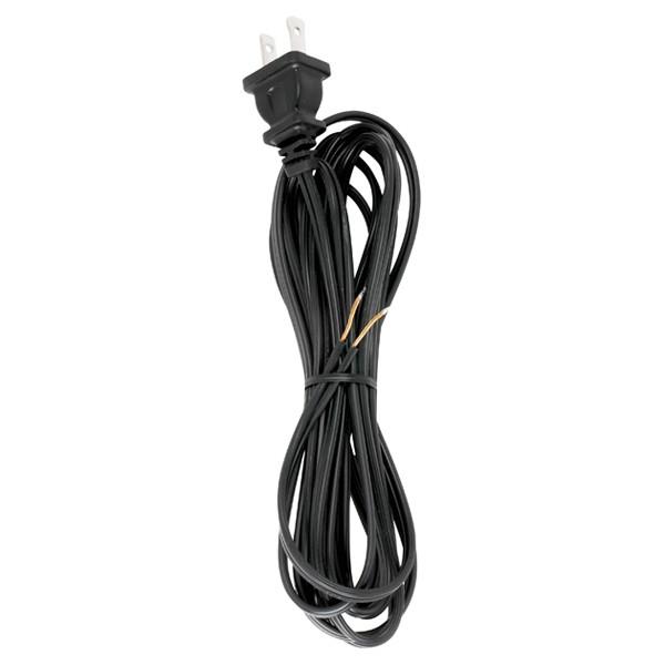 10 Foot 18/2 SPT-1 105C Cord Set; Black Finish; 48&#34; Hank; 150 Carton; Molded Polarized Plug;