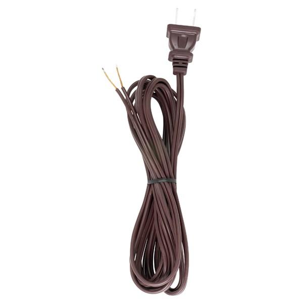 10 Foot 18/2 SPT-1 105C Cord Set; Brown Finish; 48&#34; Hank; 150 Carton; Molded Polarized Plug;