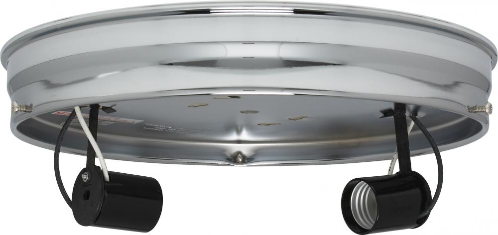 10&#34; 2-Light Ceiling Pan; Chrome Finish; Includes Hardware; 60W Max