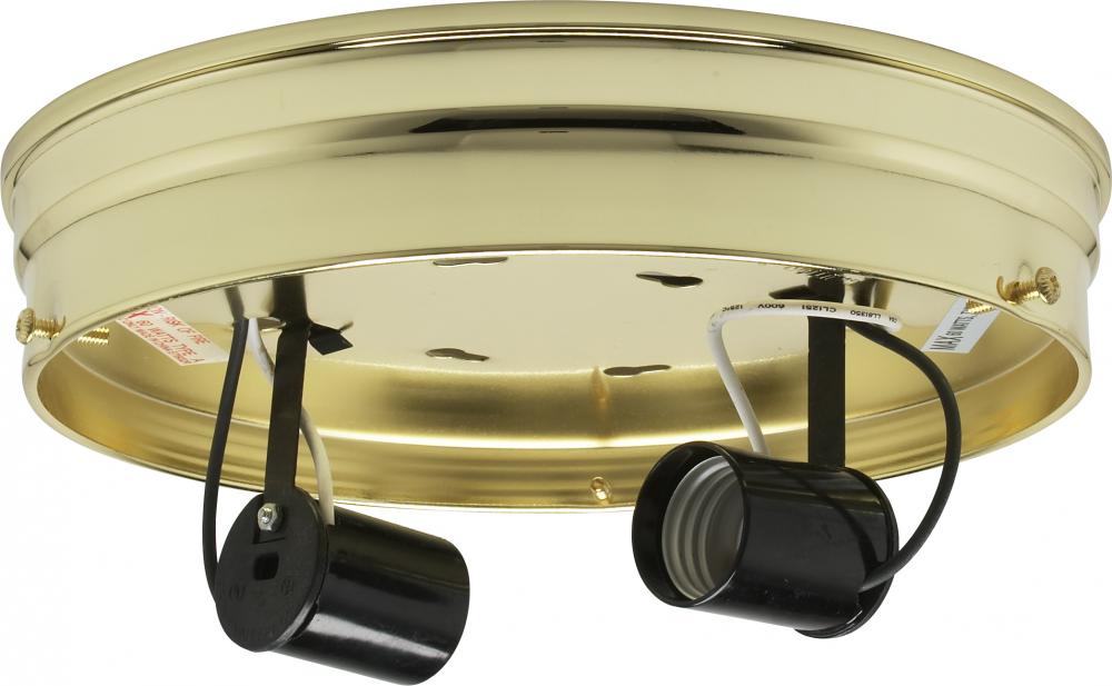 8&#34; 2-Light Ceiling Pan; Brass Finish; Includes Hardware; 60W Max