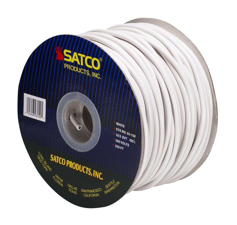 Pulley Bulk Wire; 18/2 SVT 105C Pulley Cord; 250 Foot/Spool; White