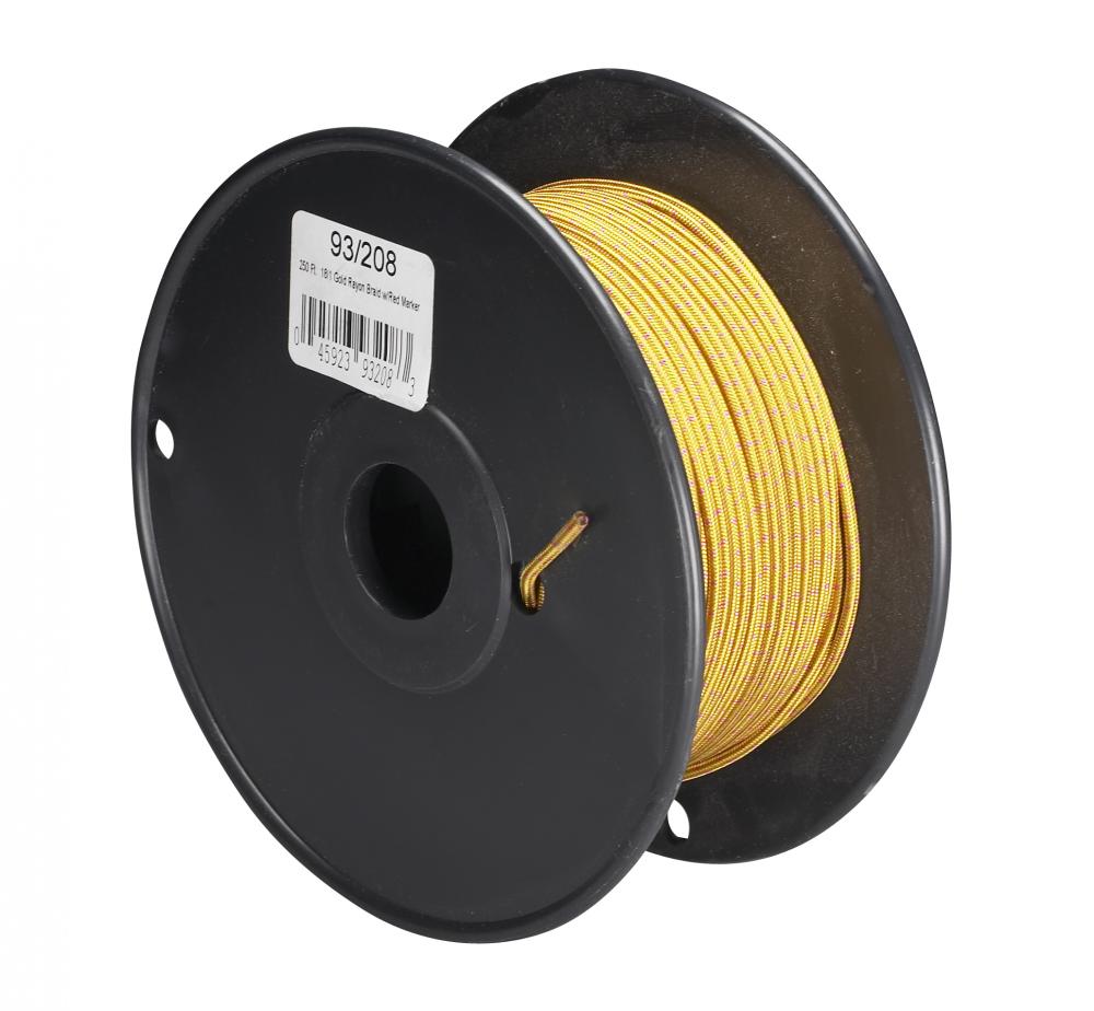 Pulley Bulk Wire; 18/1 Rayon Braid 90C; 250 Foot/Spool; Gold With Red Marker