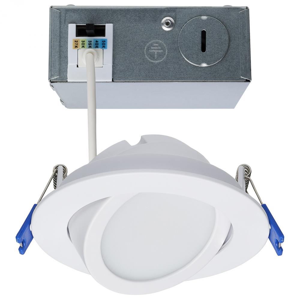 11 Watt; 4&#34;; Directional Low-Profile Downlight; CCT Selectable; 120 Volt; White Finish