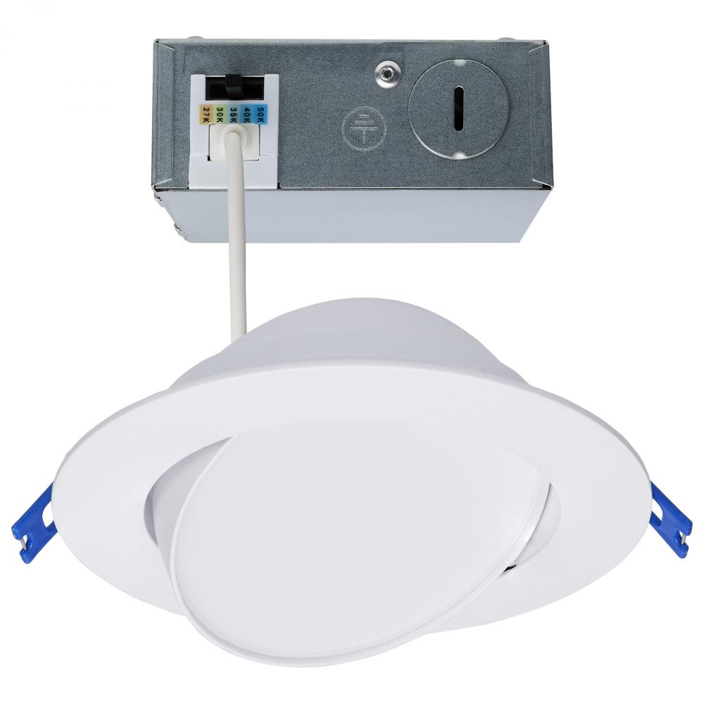 14 Watt; 6&#34;; Directional Low-Profile Downlight; CCT Selectable; 120 Volt; White Finish