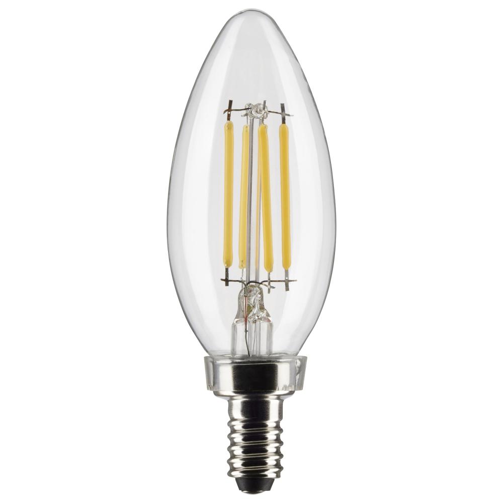 4 Watt B11 LED; Clear; Candelabra Base; 3000K; 350 Lumens; 120 Volt; 4-Pack