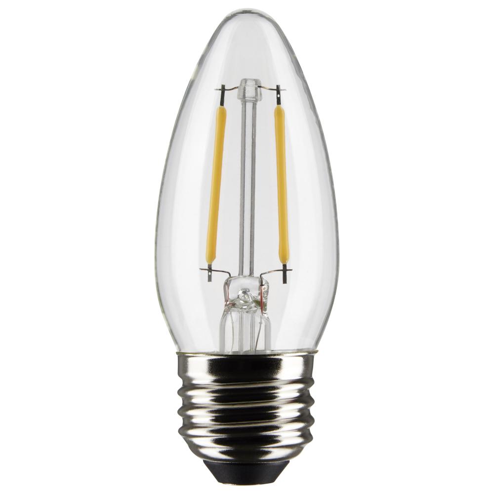 3 Watt B11 LED; Clear; Medium Base; 2700K; 250 Lumens; 120 Volt; 2-Pack