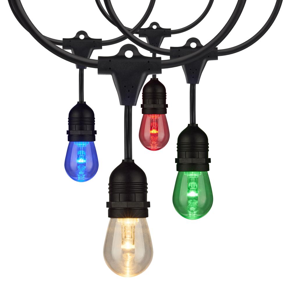48Ft; LED String Light; 15-S14 lamps; 12 Volts; RGBW with Infrared Remote