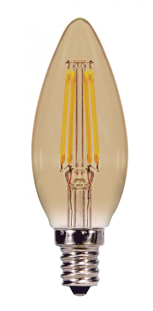 3.5 Watt Torpedo CTA LED; Amber; Candelabra base; 2000K; 300 Lumens; 120 Volt