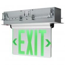 Satco Products Inc. 67/115 - Green (Mirror) Edge Lit LED Exit Sign; 2.94 Watts; Dual Face; 120V/277 Volt; Silver Finish