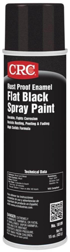 Enamel Spray Paint-Flat Black, 15 Wt Oz