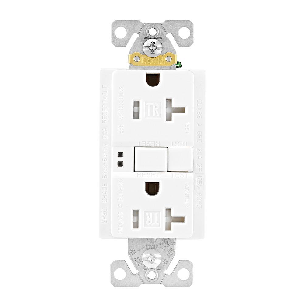 GFCI TR ST Duplex 20A125V 3PK NoWlplt WH