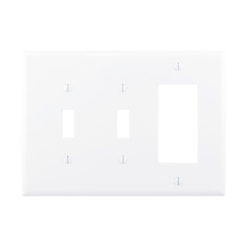 Wallplate 3G 2Toggle/Deco Poly Mid WH
