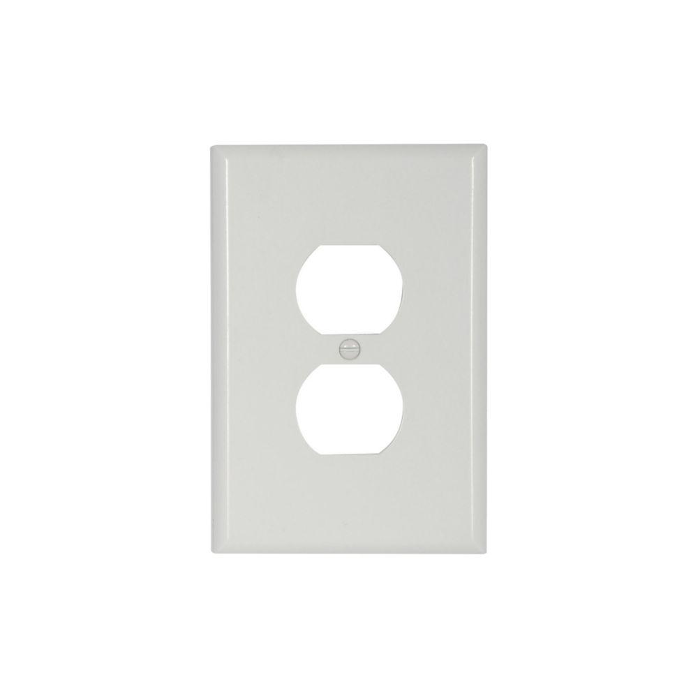 Wallplate 1G Dup Recp Thermoset Ovr WH