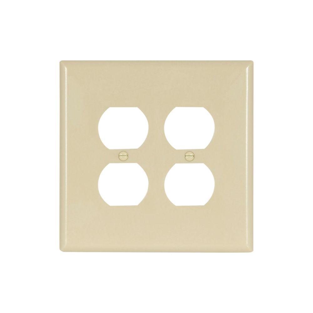 Wallplate 2G Dup Recp Thermoset Ovr IV