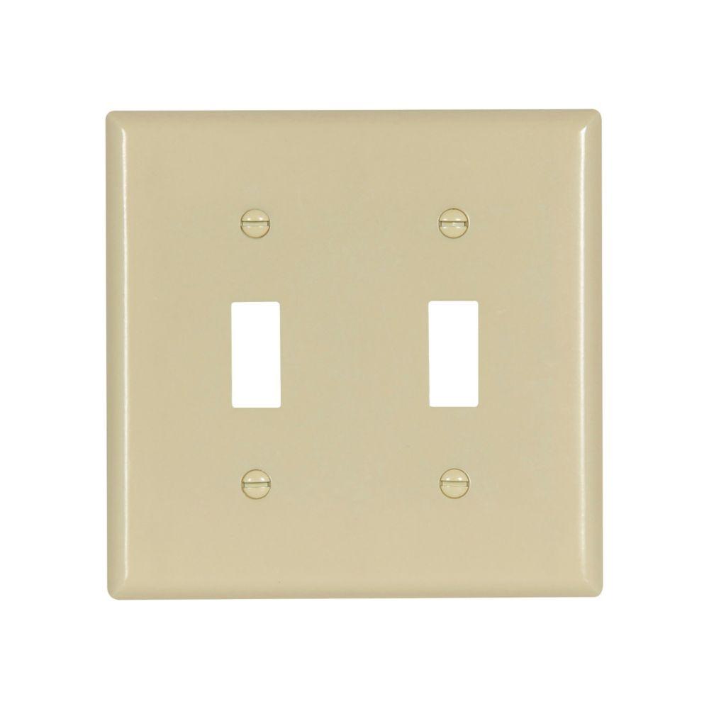 Wallplate 2G Toggle Thrmst Std Deep IV