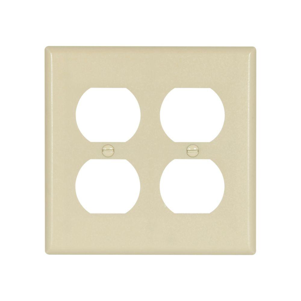 Wallplate 2G Dup Recp Thrmst Std Deep IV