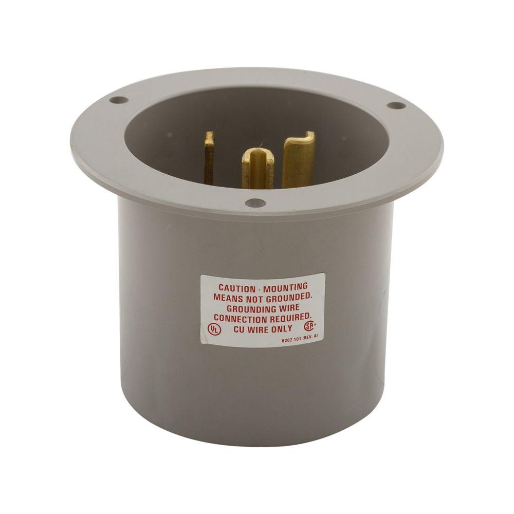 Flanged Inlet 30A 125V 2P3W Str GY