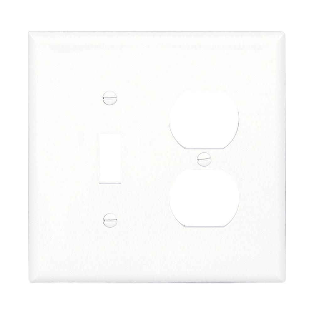 Wallplate 2G Toggle/Duplex Poly Mid WH