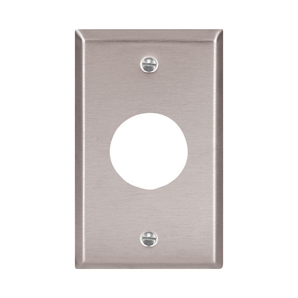 Wallplate 1G Sgl Recp 1.406&#34; Hole Std SS