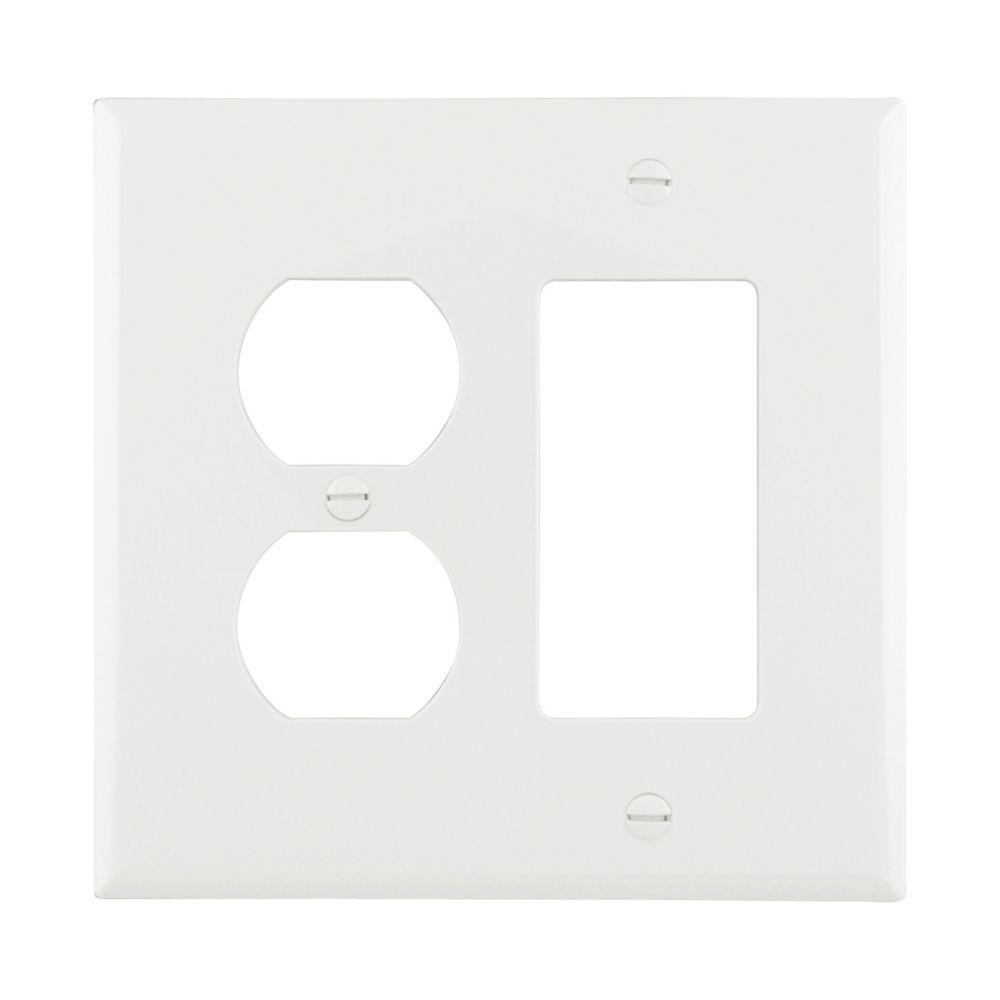 Wallplate 2G Dup/Deco Combo Poly Mid WH