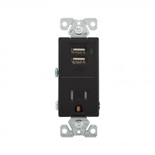 Eaton Wiring Devices TR7740BK-K-L - COMBO 2 PORT USB RECEPTACLE 15A 125V BK